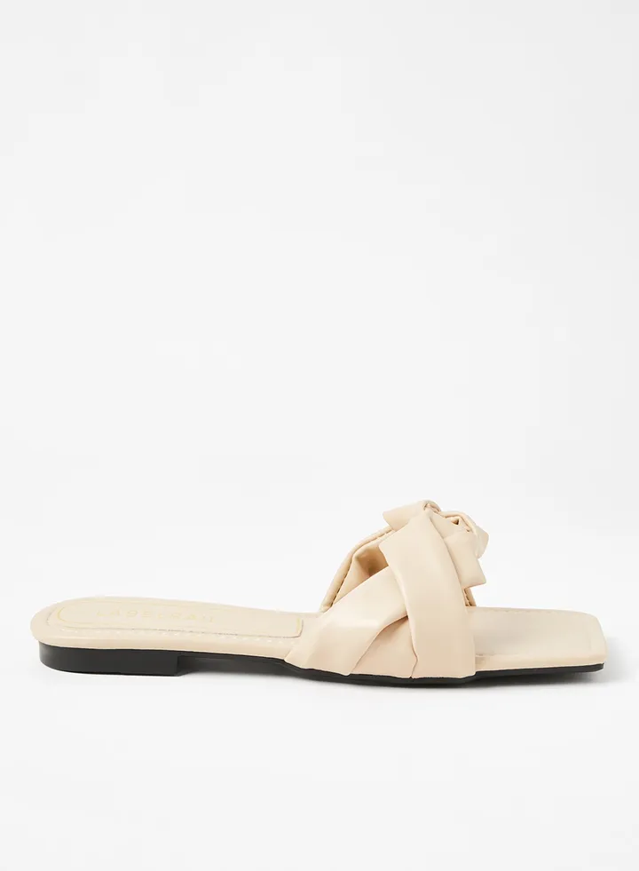 Faux Leather Flat Sandals