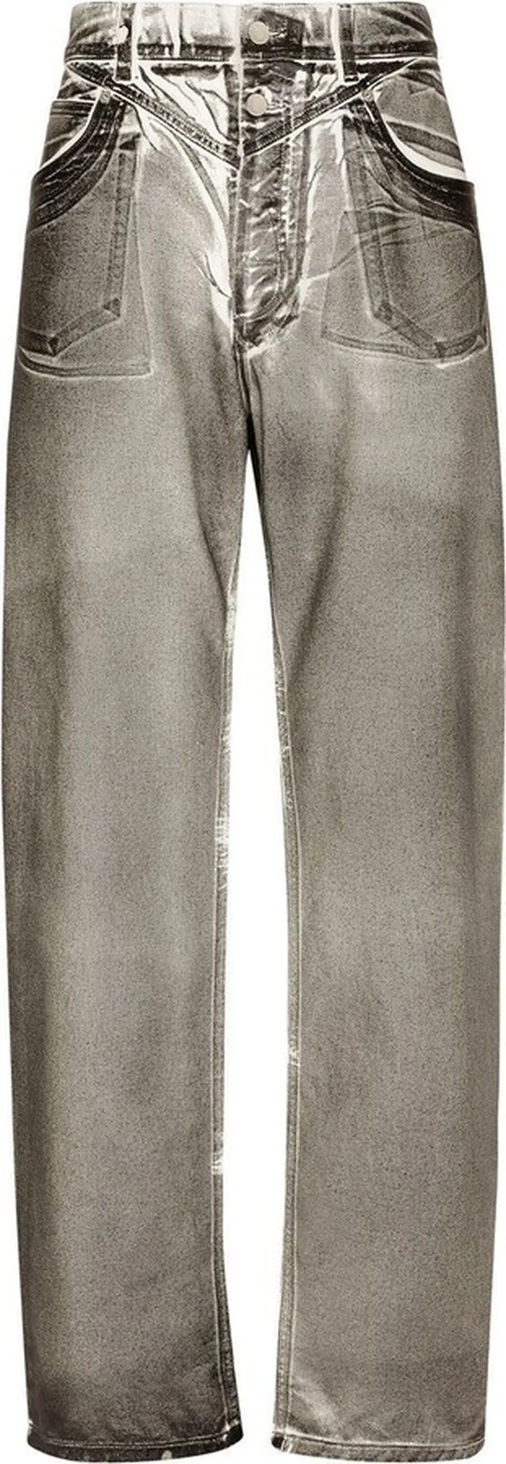 Distressed-Effect Straight Trousers