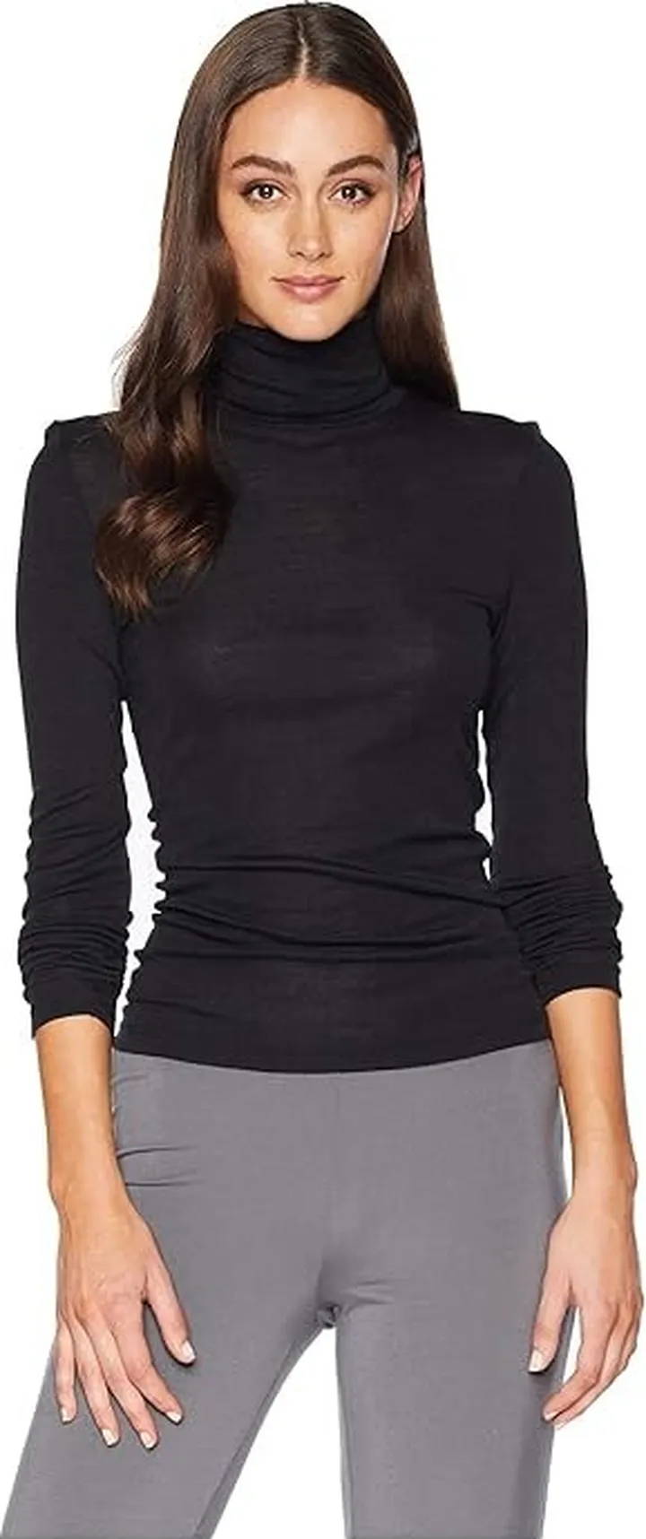 Hanro Woolen Silk Base Layer Turtleneck Shirt (Black) Women's Pajama