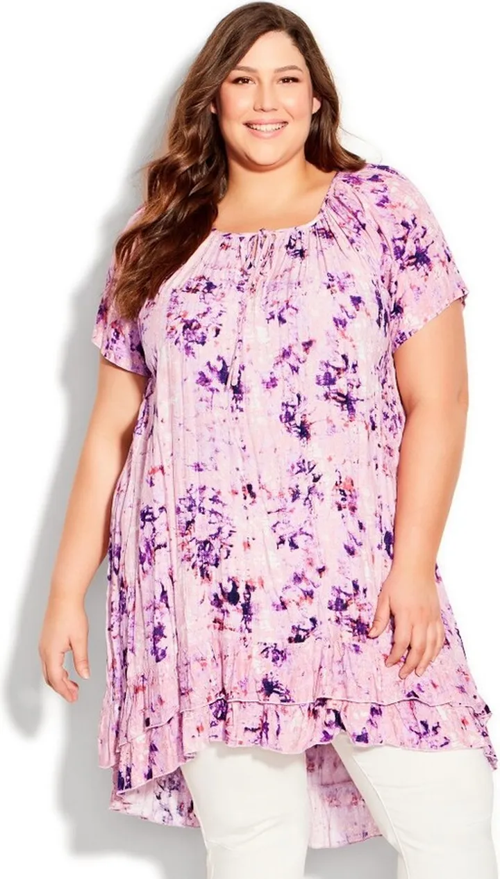 EVANS | Women's Plus Size Ava Crush Tunic - pink tie dye - 16W