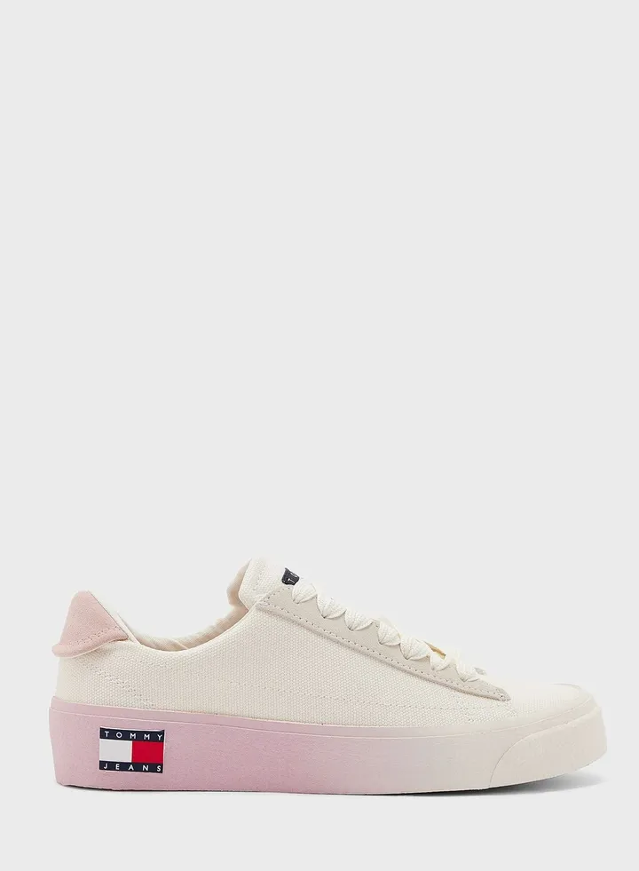 Logo Flatforn Lace Up Sneakers