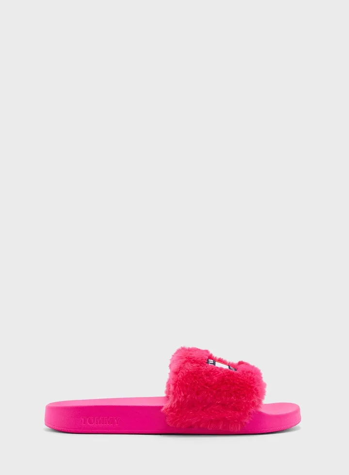 Fur Pool Slide Slippers