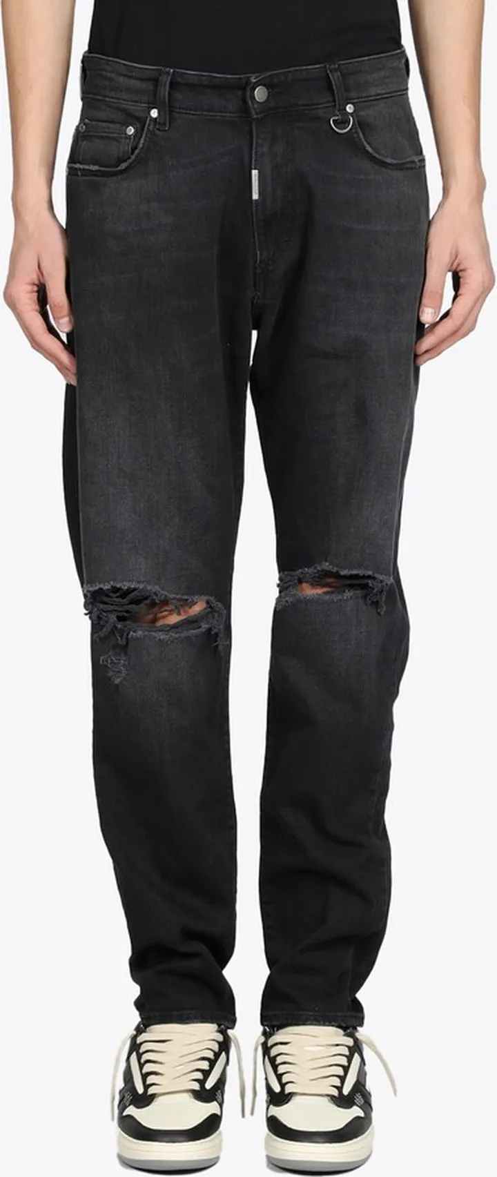 Baggy Destroyer Denim Black jeans with ripped knees detail - Baggy Destroyer Denim
