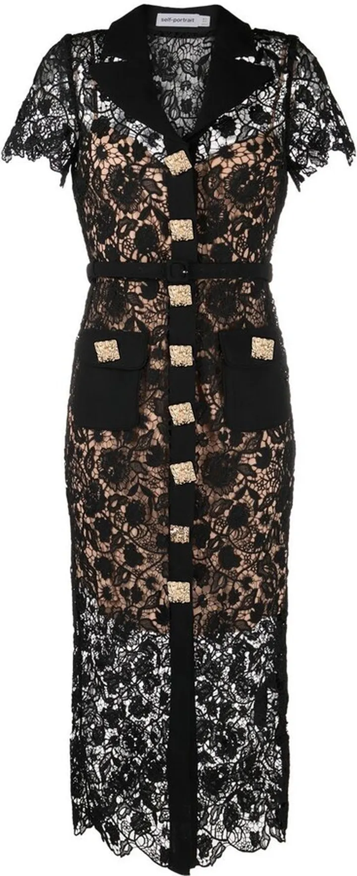Crystal Stud Lace Midi Dress