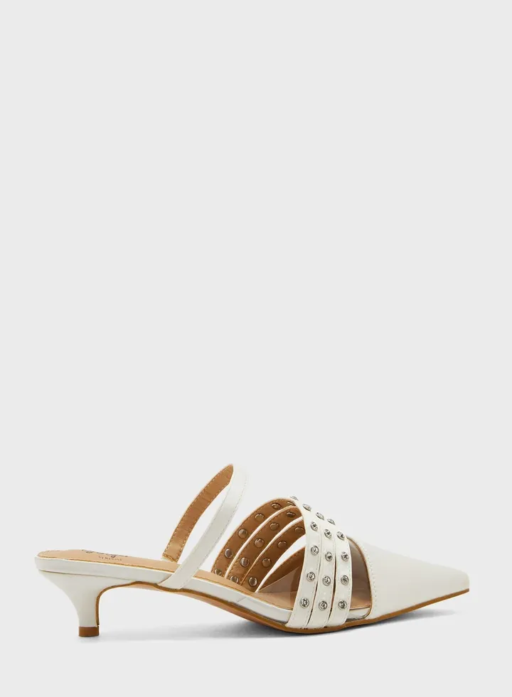 Strapped Heeled Mules