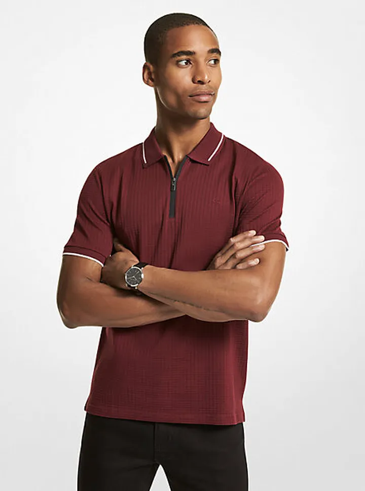Waffle-Knit Cotton Polo Shirt