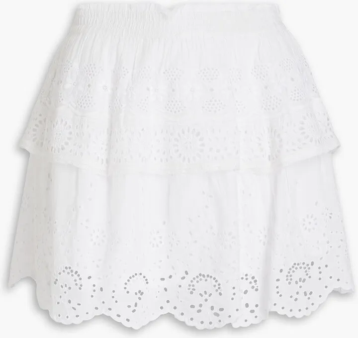 Charmaine tiered broderie anglaise cotton mini skirt