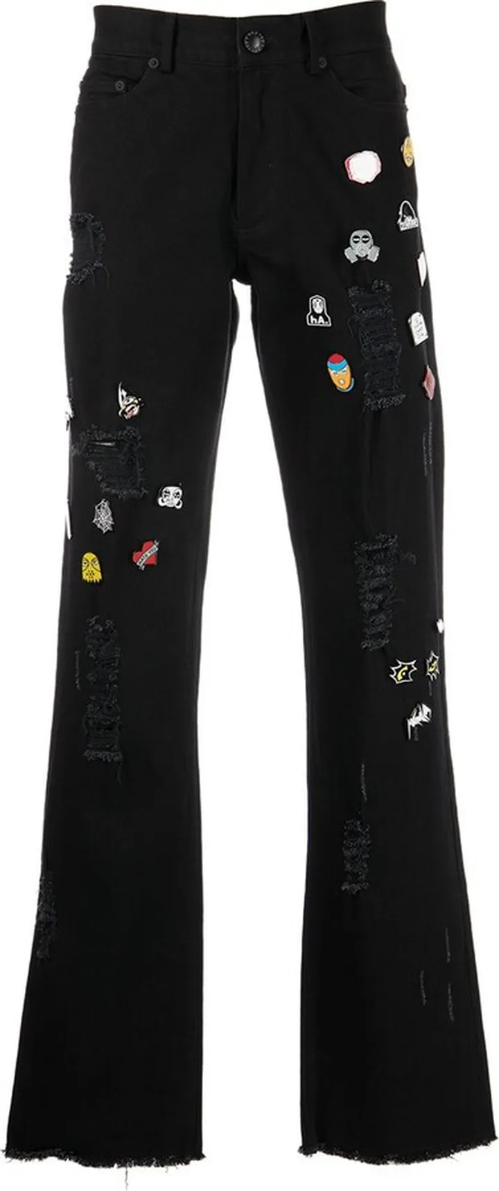 Decorative Pin-Detail Distressed Jeans