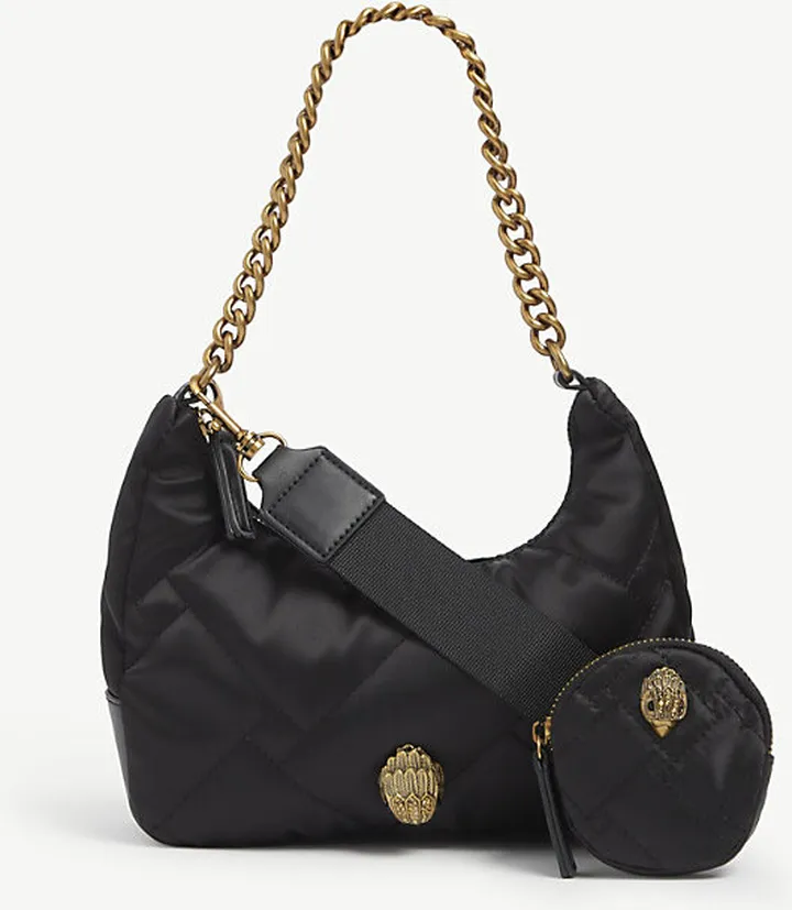 Womens Black Quilted Recycled Nylon Cross-body bag