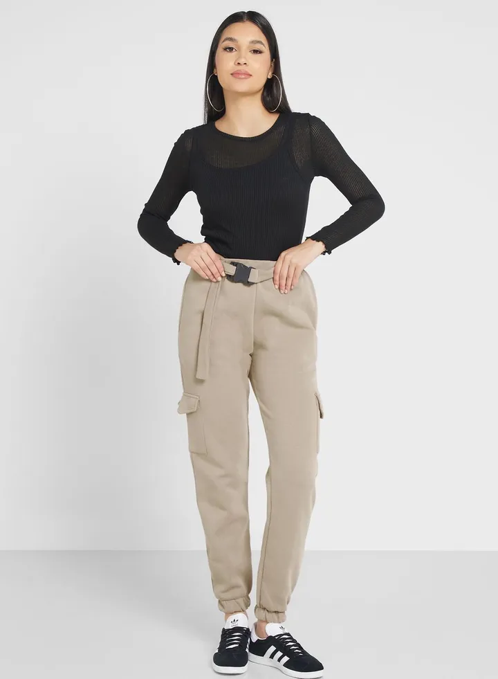 Belted Pocket Detail Pants