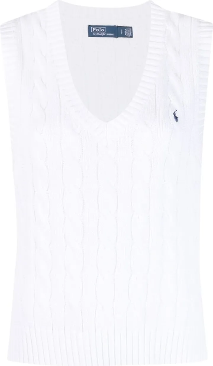Polo Pony-embroidered V.neck knitted vest