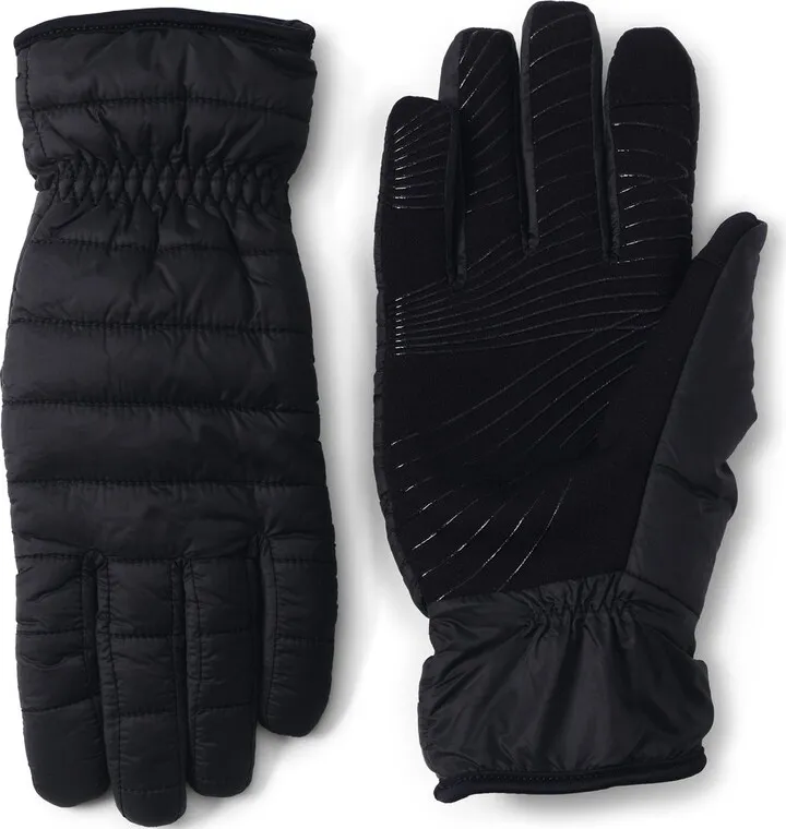 Lands' End Women's Ultra Lightweight EZ Touch Screen Quilted Gloves - Large - Black