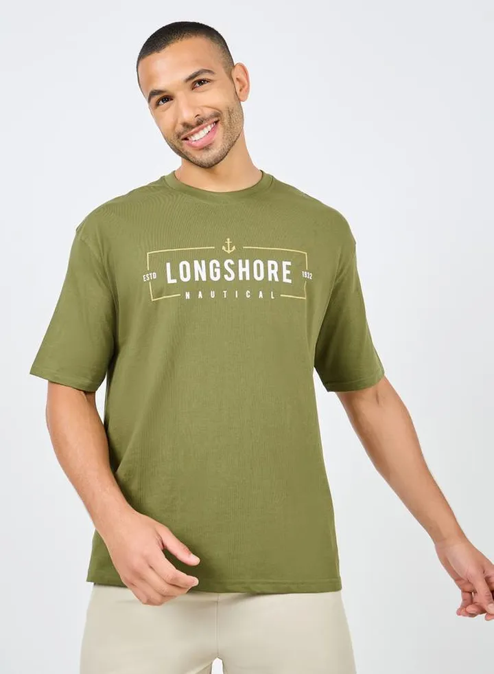 Oversized Nautical Longshore Print T-shirt