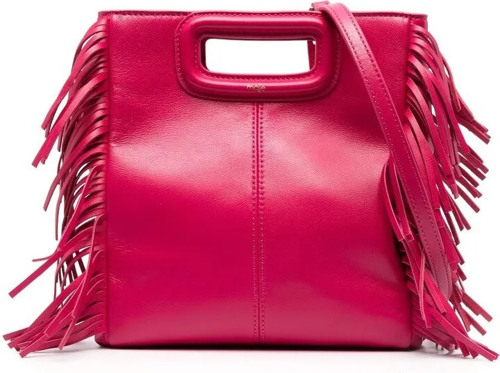 M fringed leather tote bag