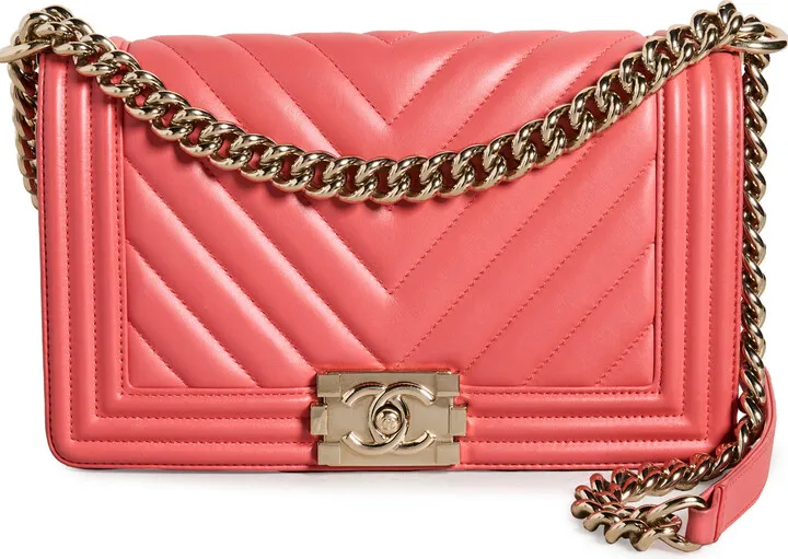 What Goes Around Comes Around Chanel Red Lambskin Chevronboy Medium