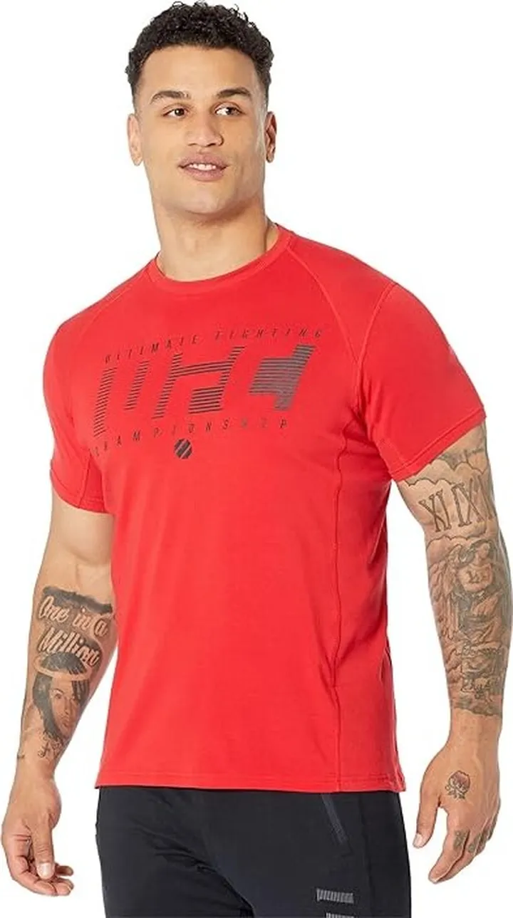 UFC Ultimate Fighting Short Sleeve Crew Neck Tee (Red) Men's Clothing