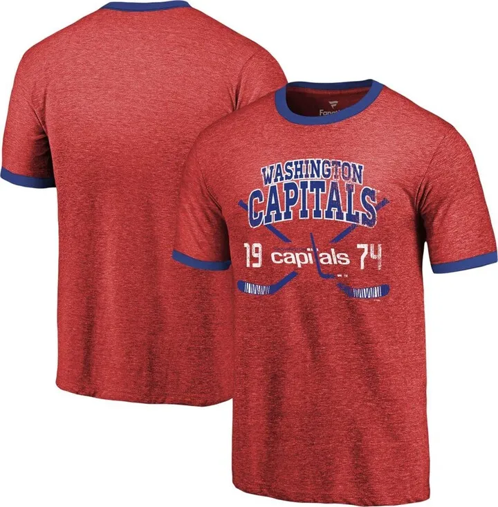 Men's Red Washington Capitals Buzzer Beater Tri-Blend Ringer T-shirt