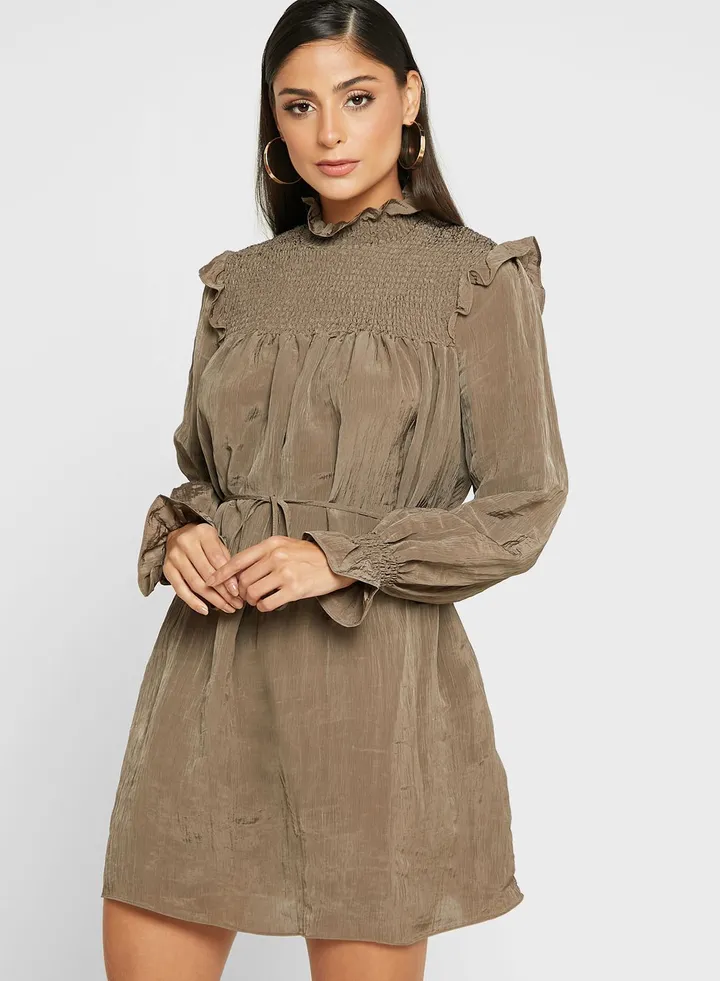 Ruched Tie Detail Dress
