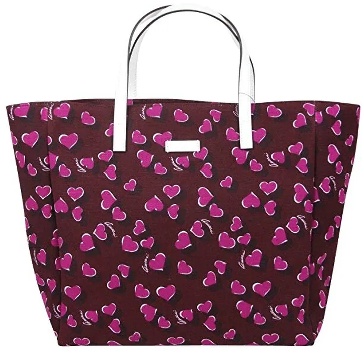 Gucci Women's Parasol Print Canvas Tote Bag Handbag With Heartbit