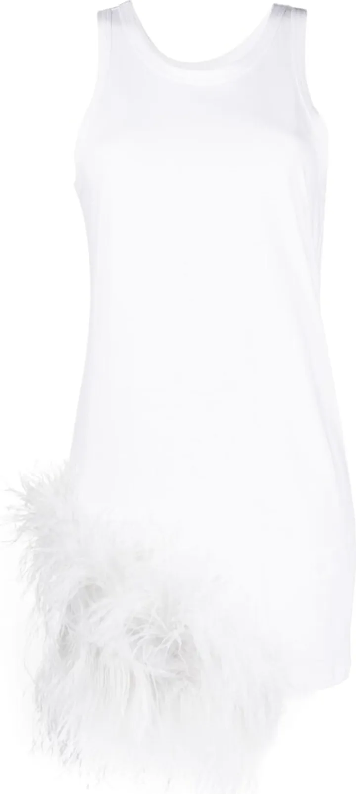 Feather-Trim Mini Dress