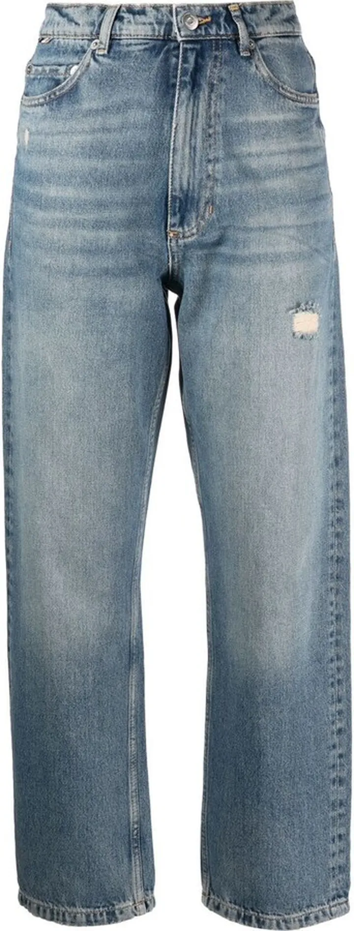 Wide-Leg Faded-Effect Jeans