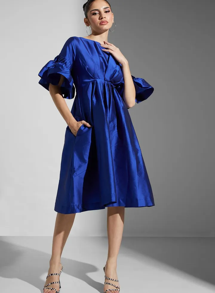 Flared Sleeve Tiered Dress