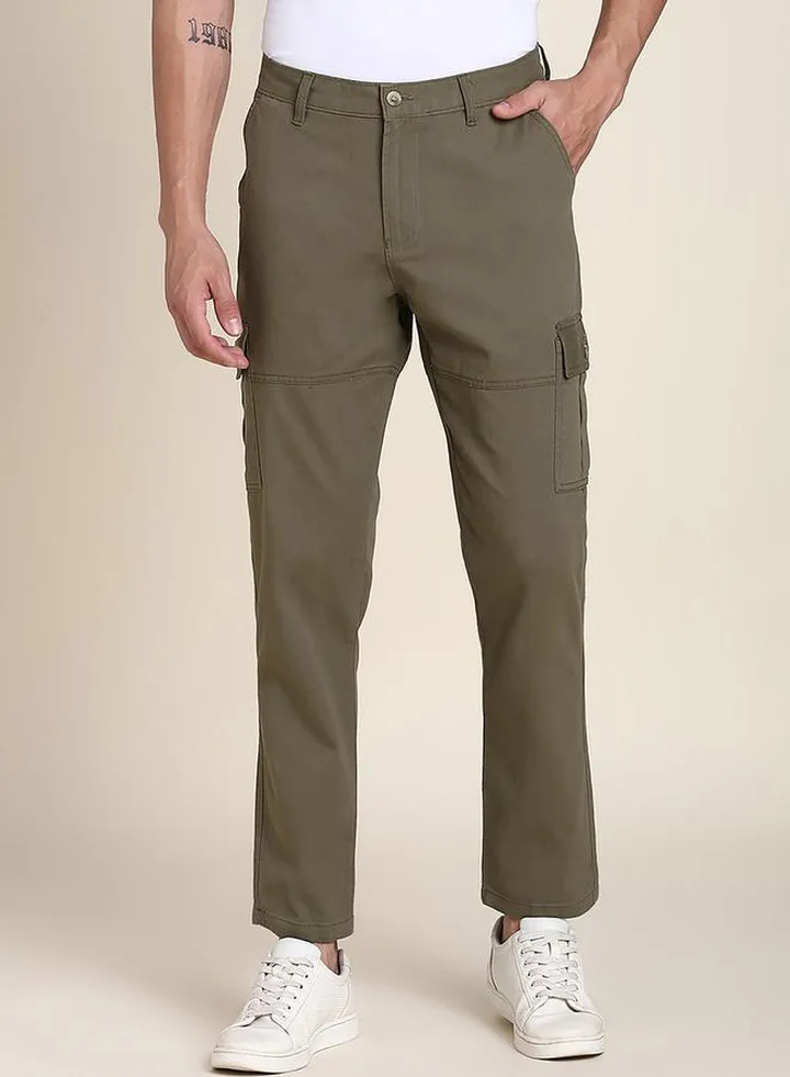 Panelled Mid Rise Slim Fit Trousers
