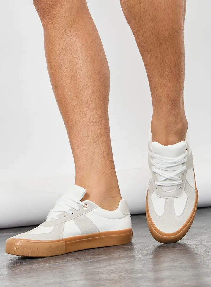 Vintage Suede Canvas Sole Lace Up Sneakers