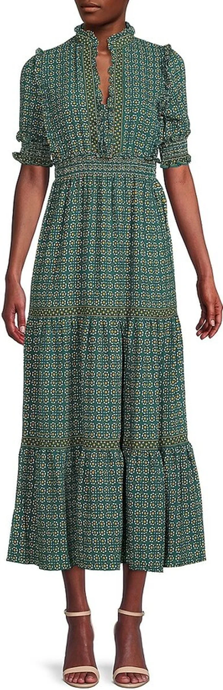 Tiered Floral Midi Dress