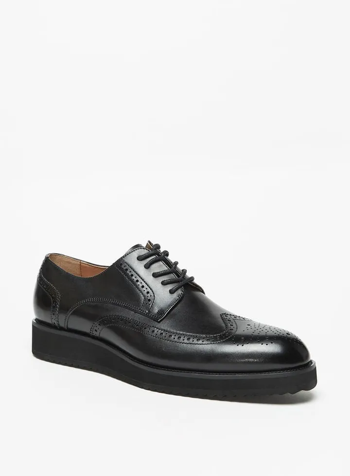 Men'S Perforated Derby Shoes With Lace-Up Closure