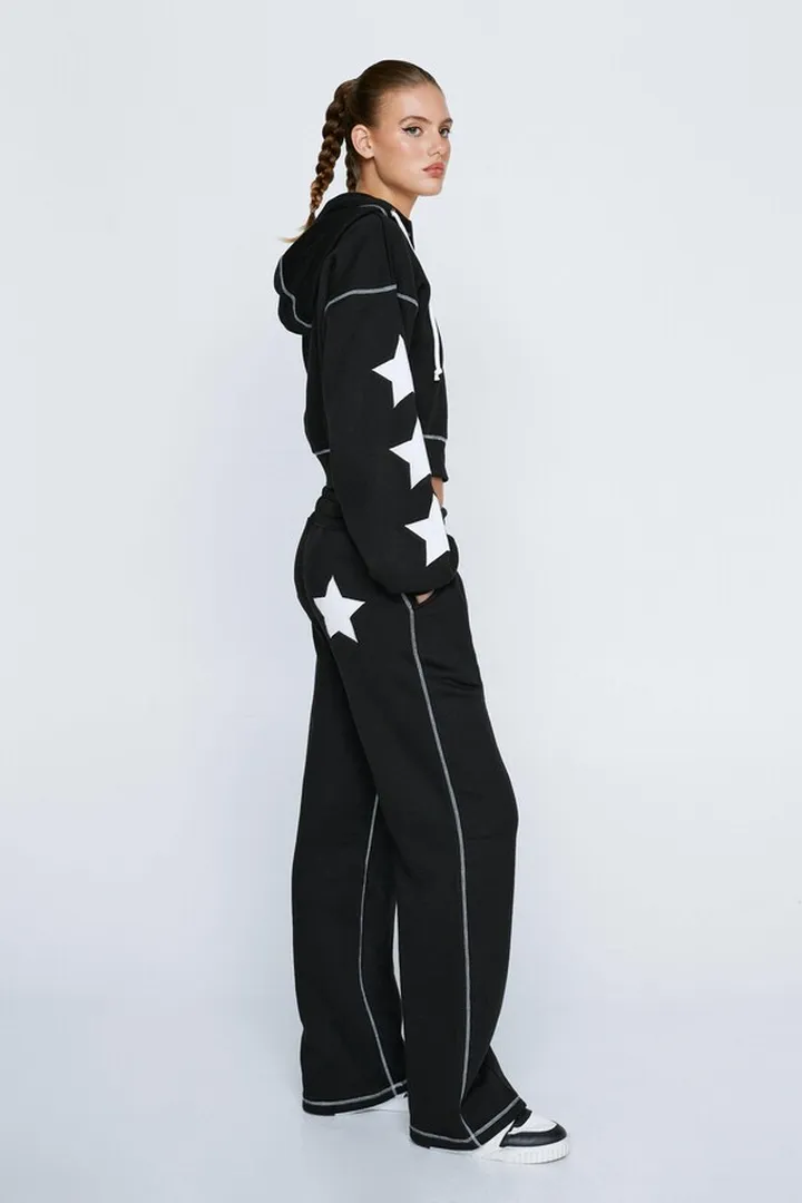 Nasty Gal Womens Star Wide Leg Sweatpants