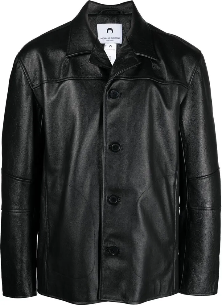 Logo-Debossed Leather Jacket