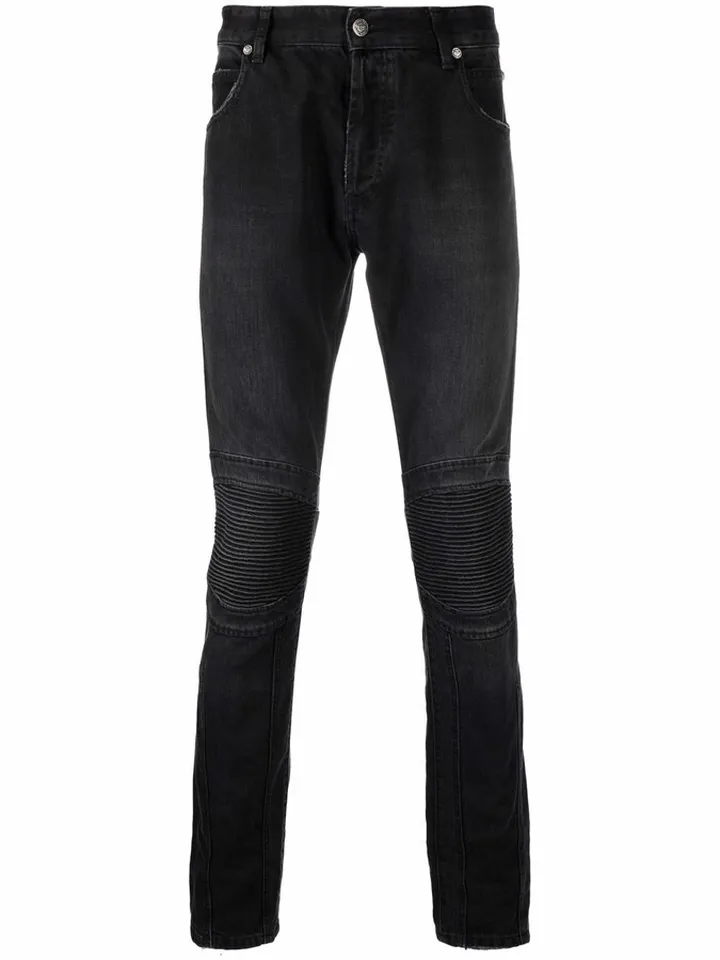 B-embroidered skinny jeans