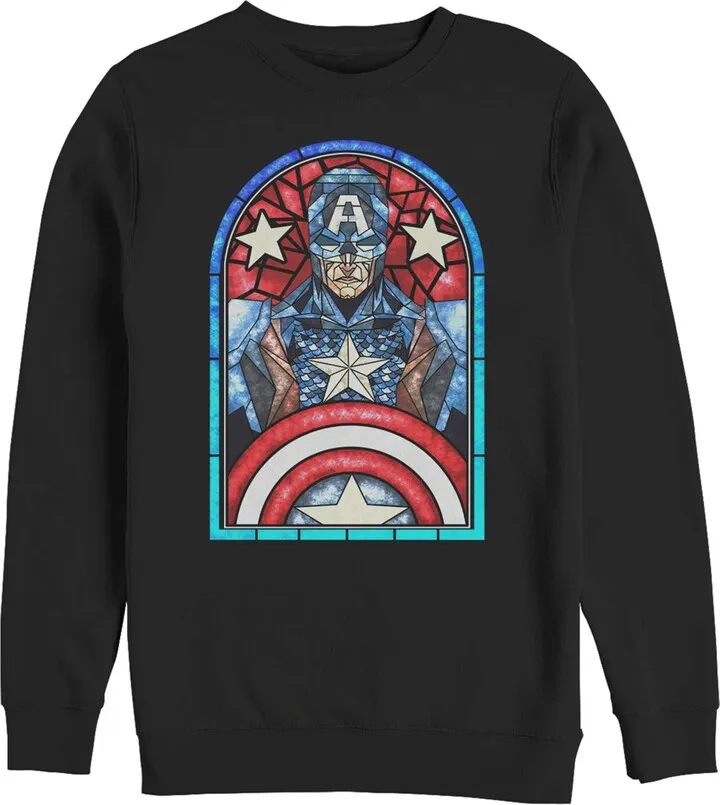 Men's Marvel Captain America Stained Glass Sweatshirt - Black - Medium