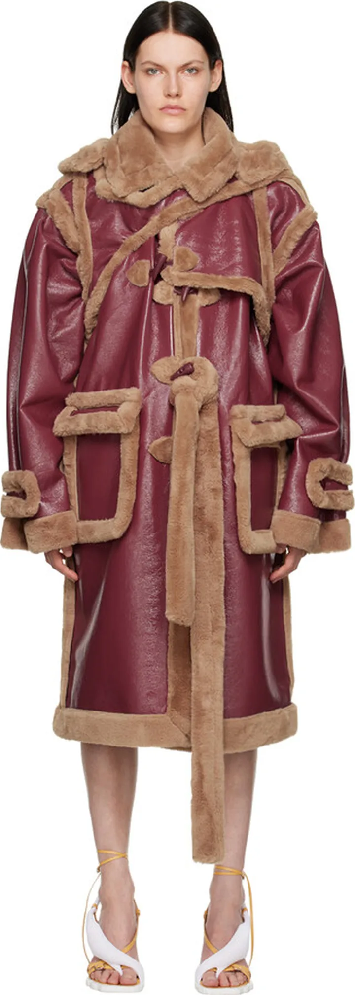 Ottolinger Burgundy Wrap Faux-Leather Coat