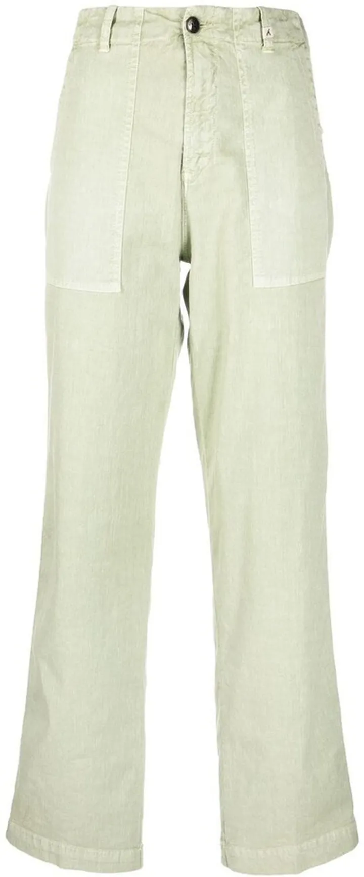 Tonal-Stitching Two-Pocket Straight-Leg Trousers