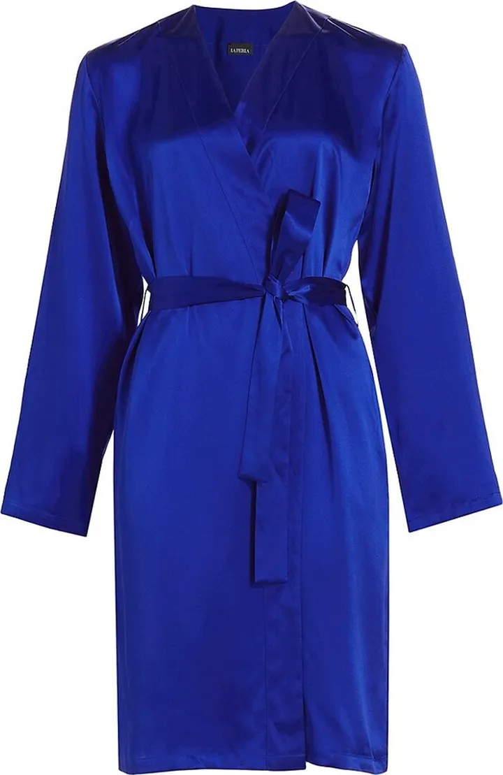 Belted Knee-Length Silk Robe