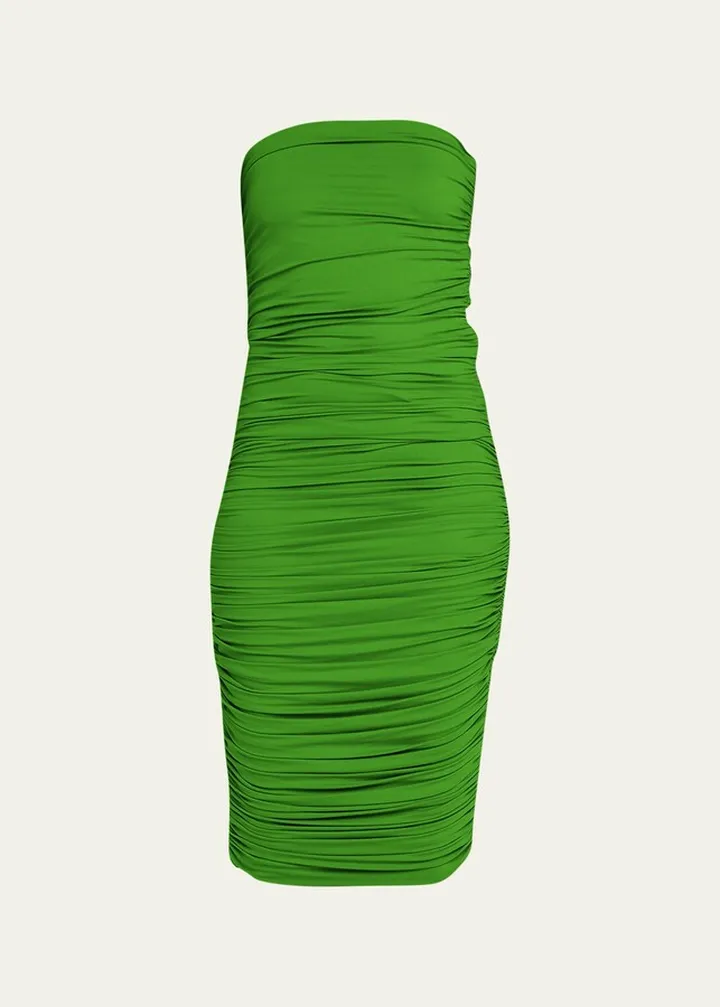 Ruched Strapless Midi Dress