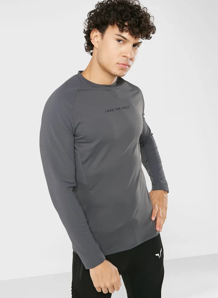 Statement Ribbed Long Sleeves T-Shirt