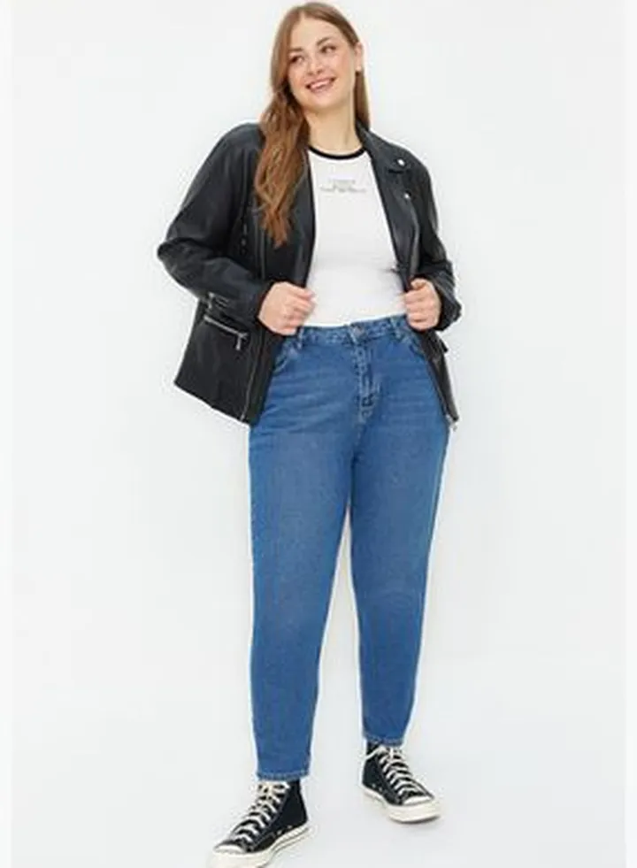 Dark Blue High Waist Mom Jeans