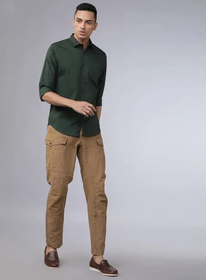 Solid Chest Pocket Detail Shirt with Long Sleeves