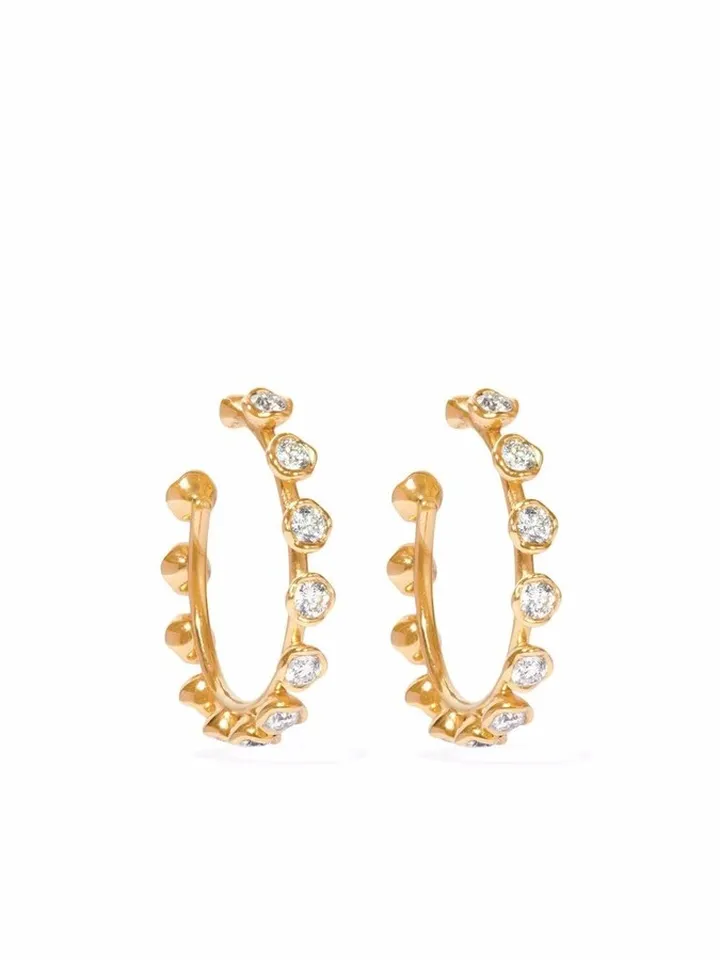 18kt yellow gold Marguerite diamond hoop earrings