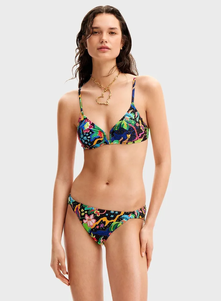Printed Plunge Bikini Top