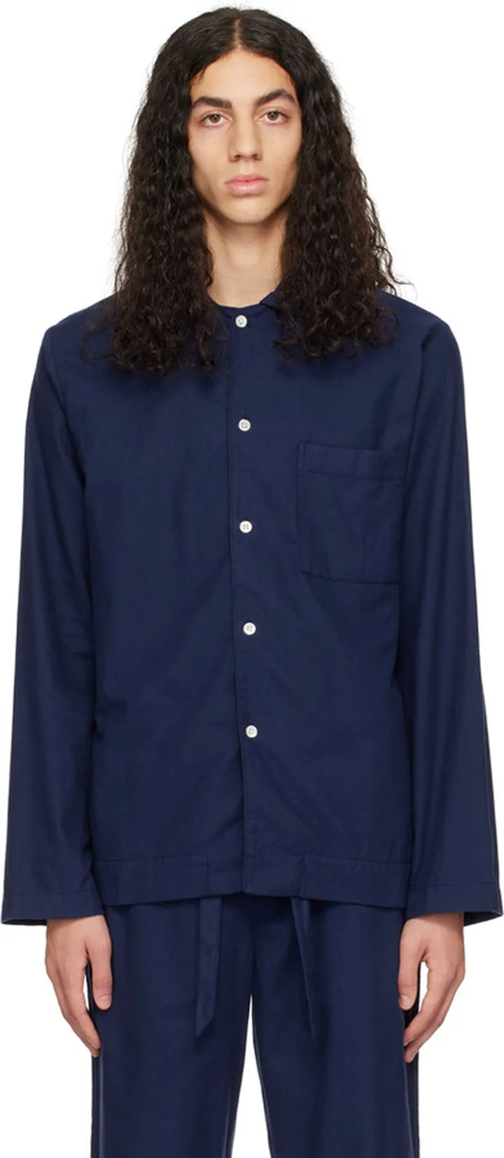 Tekla Blue Pocket Pyjama Shirt