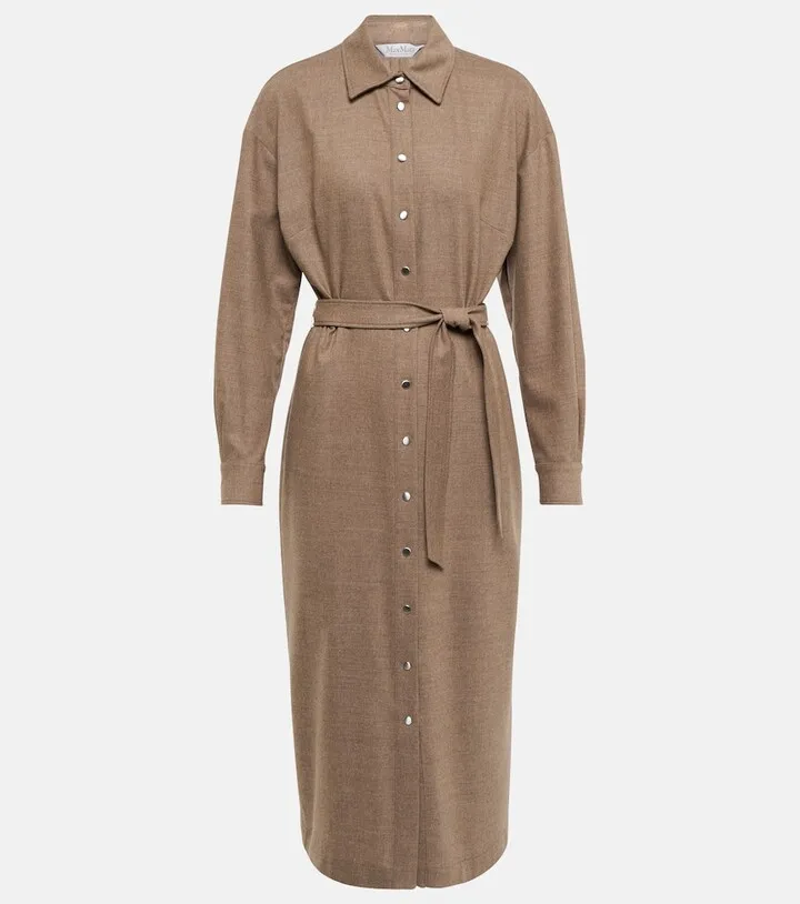 Fronda wool-blend flannel midi dress