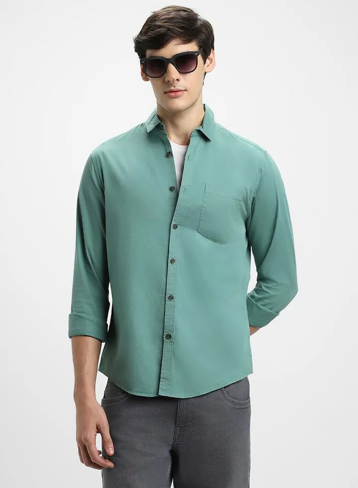 Chest Pocket Slim Fit Shirt with Long Sleeves