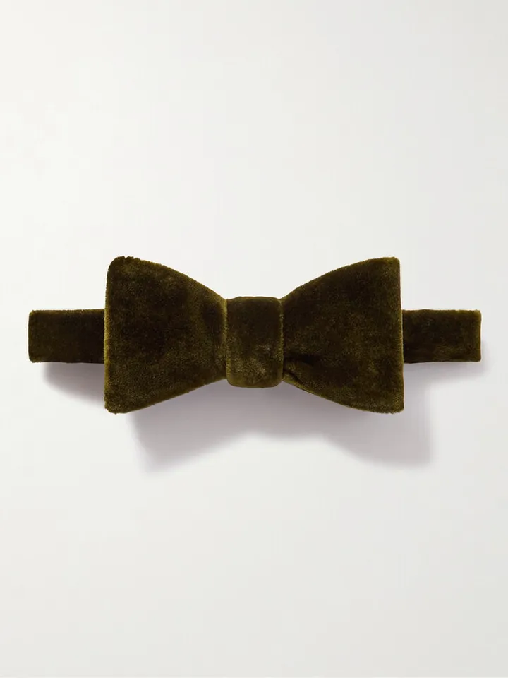 Pre-Tied Cotton-Velvet Bow Tie