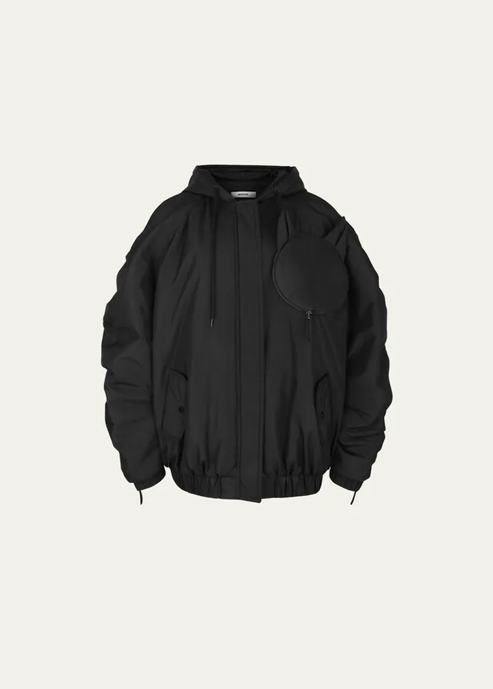 Hooded Zip-Sleeve Bomber Jacket