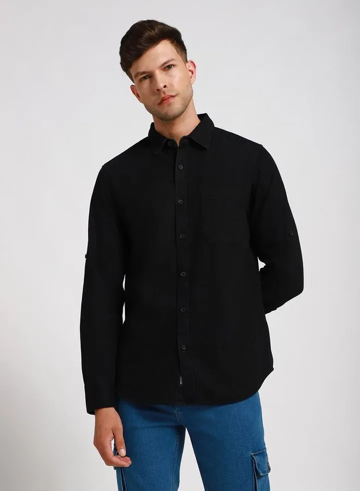 Solid Slim Fit Casual Shirt