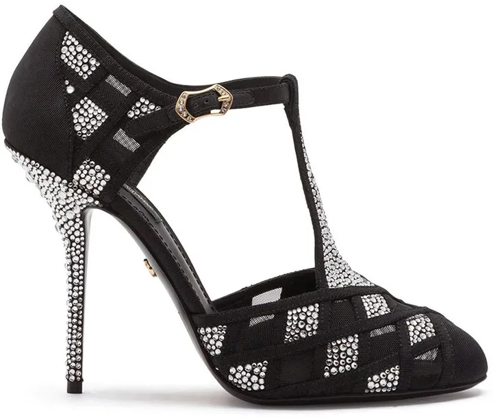 mesh T-strap pumps